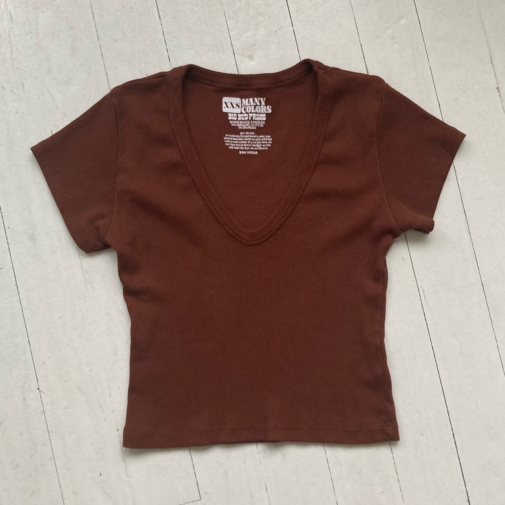 Big Bud Press Short Sleeve V - Neck Tee - Cinnamon - XXS